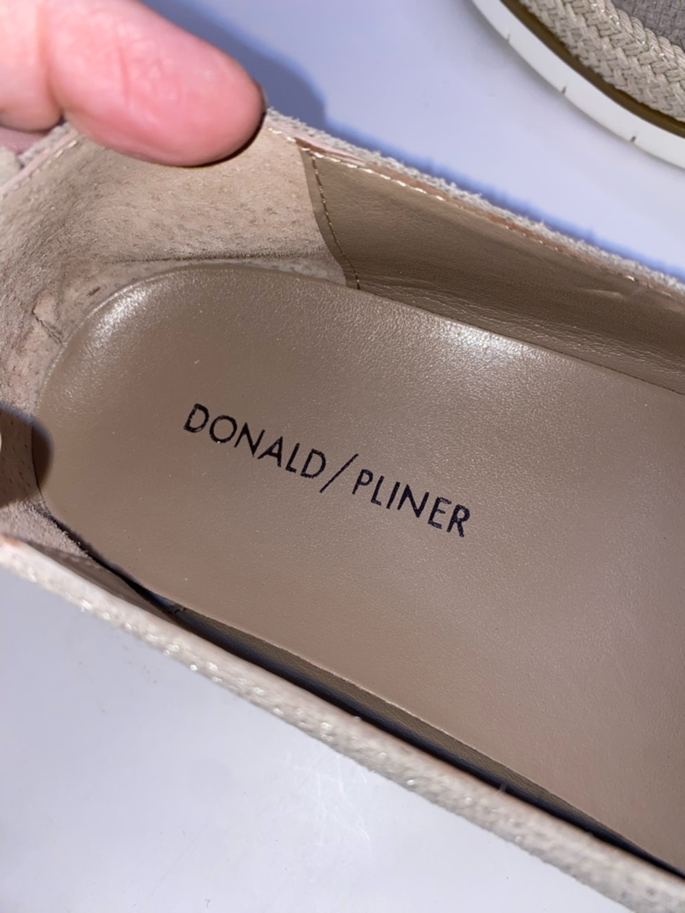 Donald J. Pliner Perci Taupe Slip-On Espadrille Flats - Picture 4 of 8